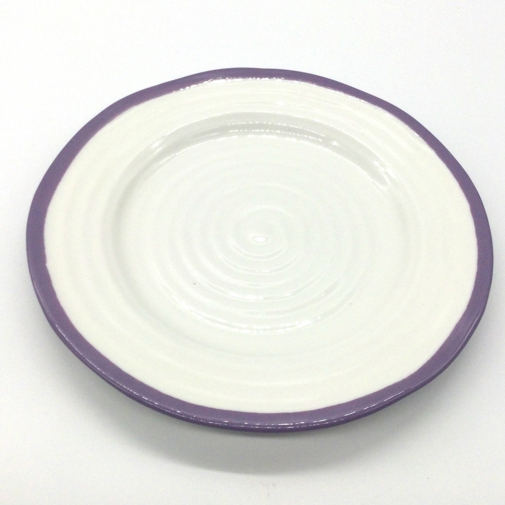 8” dessert bread butter plate purple rim Sophie Conran Portmeirion stoneware rib